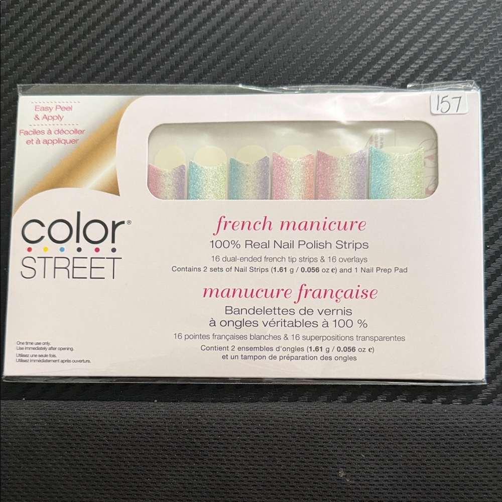 Color Street  Rainbow Glitter French Manicure Nail Strips - Moonstone Meadow
